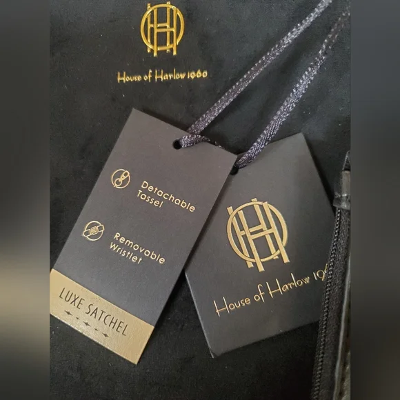 House of Harlow 1960 Black Suede Luxe Satchel NWT - Picture 9 of 9